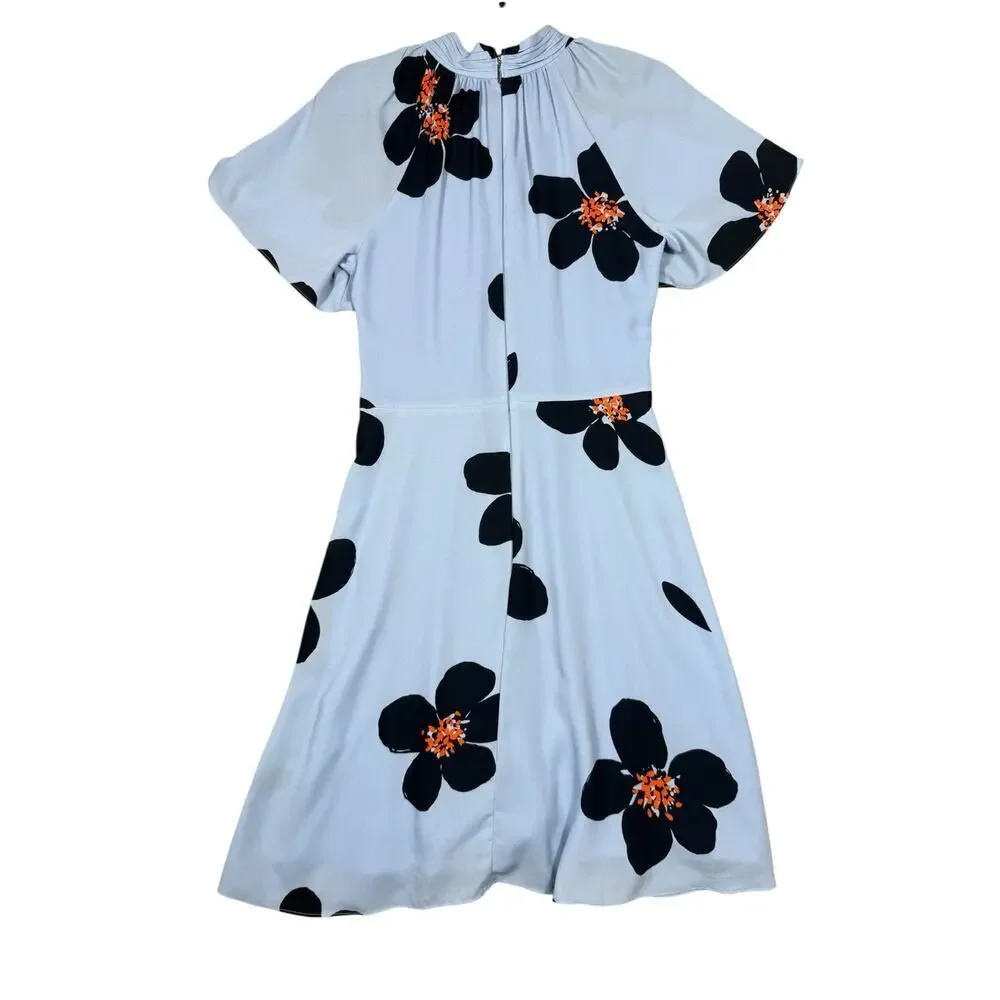 Kate Spade Grand Flora Twist Neck Dress Blue Floral Size 6 - Picture 4 of 6